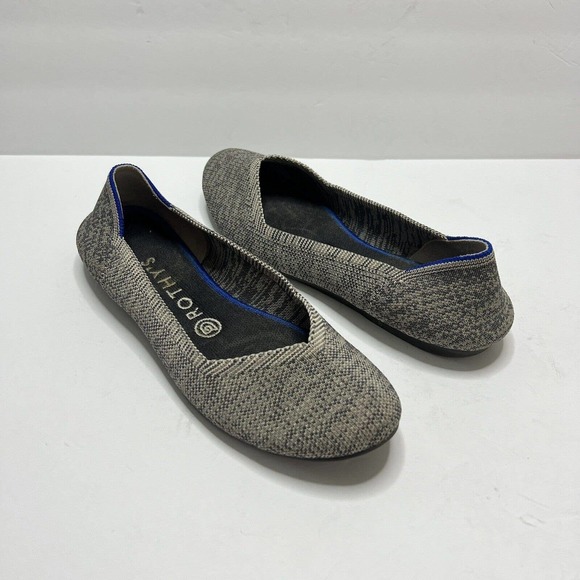 Rothy’s Grey Blue Round Toe Flats RETIRED Size 8 Rare Comfort Travel Washable - Picture 1 of 6